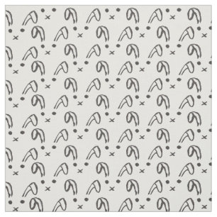 Tela Conejito dibujado mano blanca negra linda de la