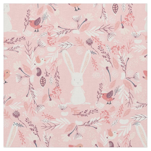 Tela Conejo dulce| Enfermería floral rosa (De cerca)