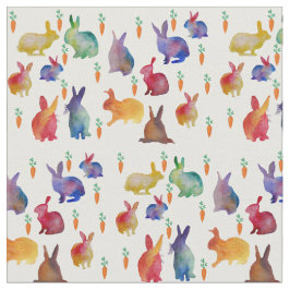 Tela Conejos y zanahorias arte acuarela Tejido