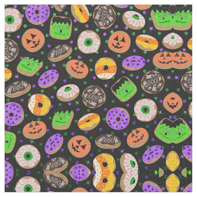 Tela Confetti, Purpurina de Guay, cute donuts Halloween (De cerca)
