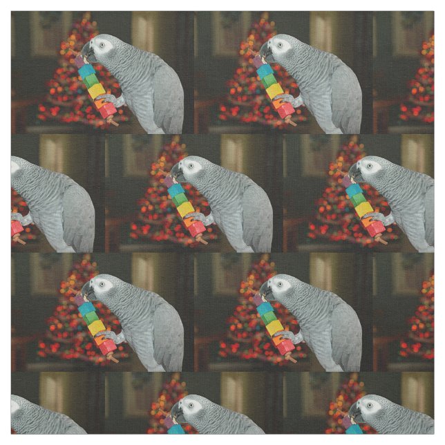 Tela Congo: Loro gris africano, árbol navideño (Retal)