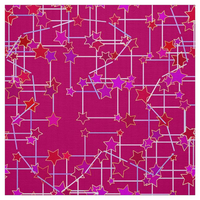 Tela Constelación abstracta de estrellas, profunda rosa (Retal)
