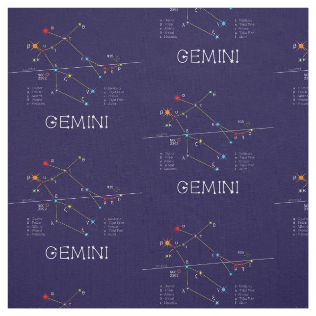 Tela Constelación de Zodiac Gemini (Retal)