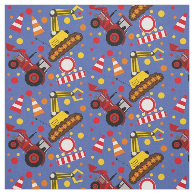 Tela Construcción del tractor bulldozer polka dot boy n (Retal)
