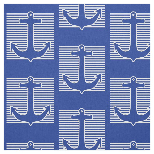 Tela Contorno azul/blanco del ancla + sus ideas (Retal)