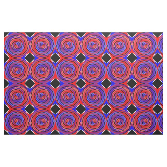 Tela Contrarreloj rojo y azul de Kenneth Yoncich ("Cuarto gordo" (fat quarter))