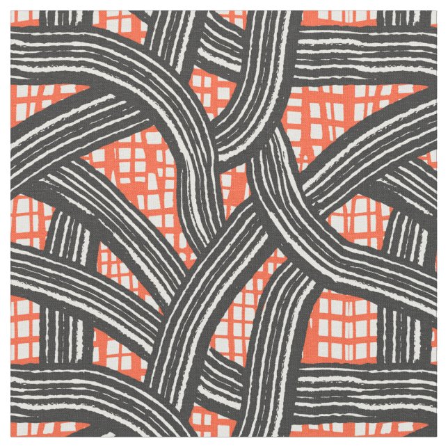 Tela Contrast lines red black - Japandi (De cerca)