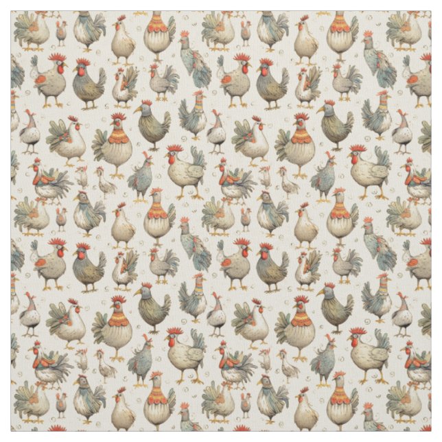 Tela Copas alegres: Pollo Whimsy (Retal)