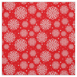 Tela Copo de nieve blanco en rojo con patrón de escalas
