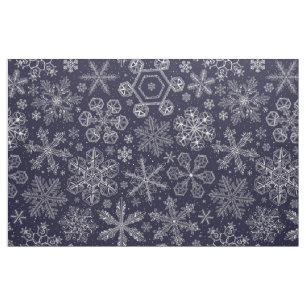 Tela Copos de nieve blancos en azul