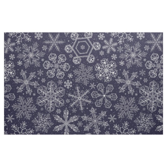 Tela Copos de nieve blancos en azul ("Cuarto gordo" (fat quarter))