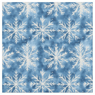 Tela Copos de nieve blancos en azul motor