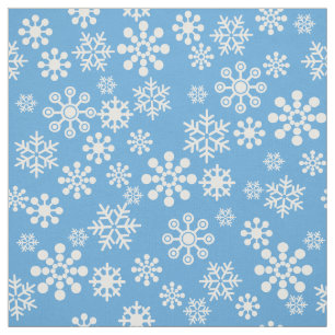 Tela Copos de nieve blancos sobre fondo azul claro Teji