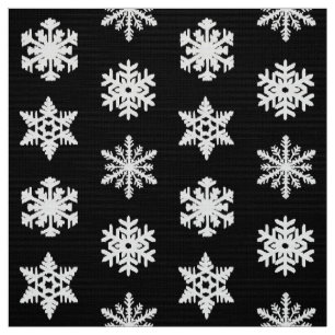 Tela Copos de nieve de Ikat - blancos y negros