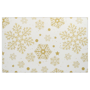 Tela Copos de nieve dorados