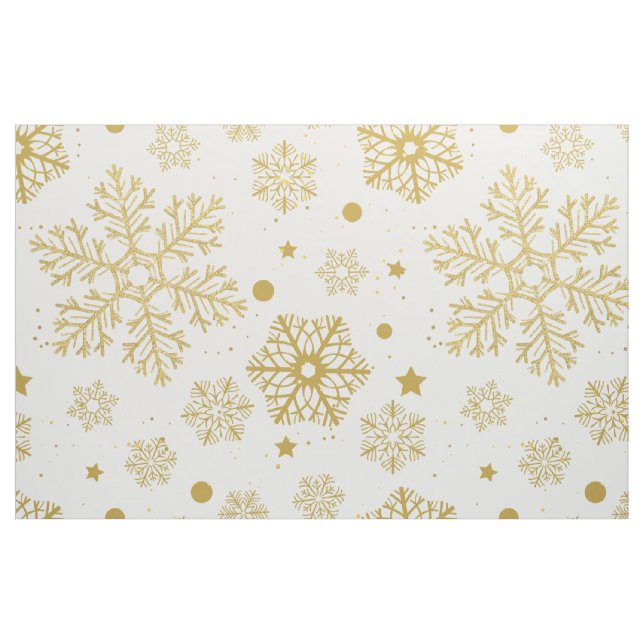 Tela Copos de nieve dorados ("Cuarto gordo" (fat quarter))