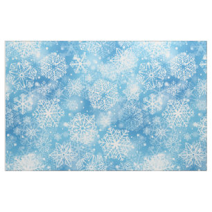 Tela Copos de nieve en azul