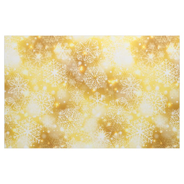 Tela Copos de nieve en oro ("Cuarto gordo" (fat quarter))