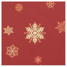 Tela Copos de nieve en rojo