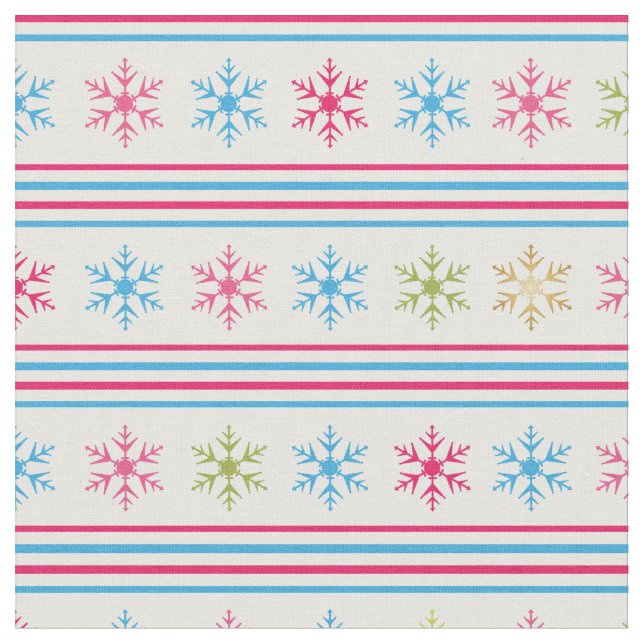Tela Copos de nieve multicolor (De cerca)