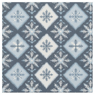 Tela Copos de nieve y diamantes en azul y blanco