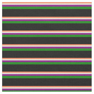 Tela Coral, Bisque, Púrpura, Verde y Negro