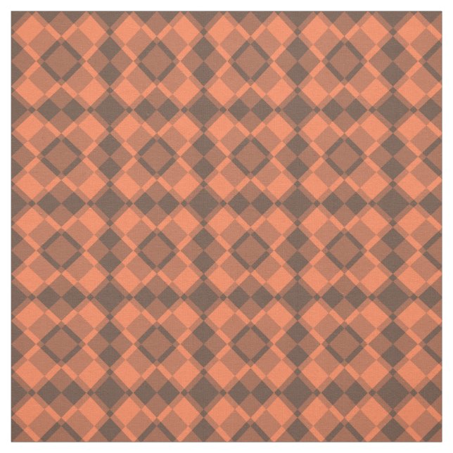 Tela Coral Brown Checker Argyle Pattern (Retal)