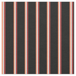 Tela Coral, cian claro, marrón y rayas negras