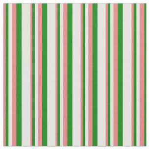 Tela Coral claro, patrón verde y blanco