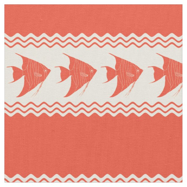 Tela Coral Coastal Angelfish Stripes (De cerca)