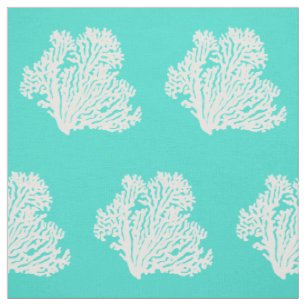 Tela Coral De Decoración Turquesa Y Blanco