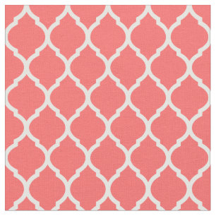 Tela Coral Moroccan Quatrefoil