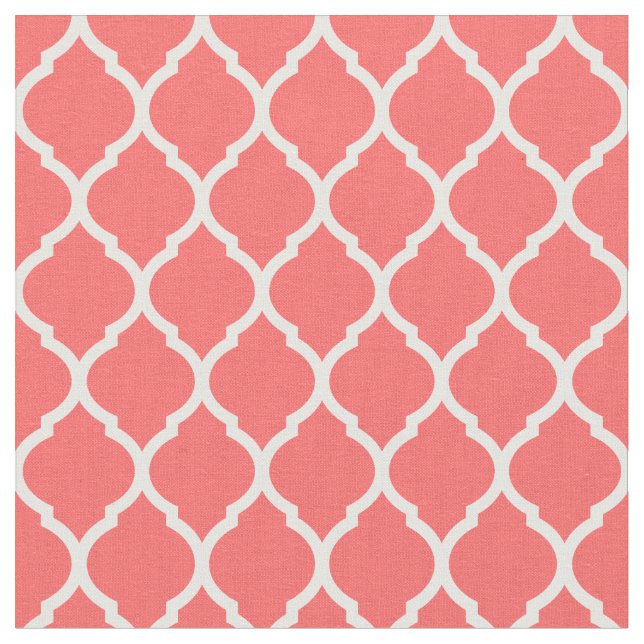 Tela Coral Moroccan Quatrefoil (De cerca)