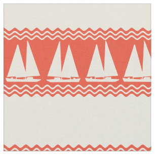 Tela Coral Nautical Sailboat Stripes Costeros