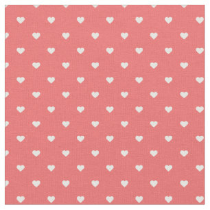 Tela Coral Polka Dot Hearts