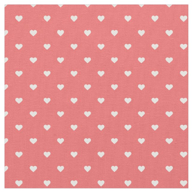 Tela Coral Polka Dot Hearts (De cerca)