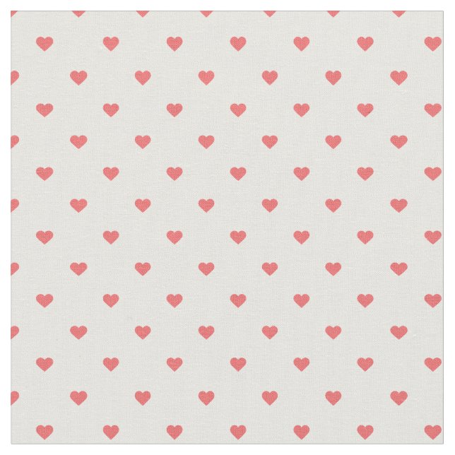 Tela Coral Polka Dot Hearts (De cerca)