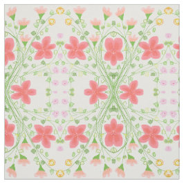 Tela Coral rosado y rosa floridos