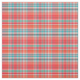 Tela Coral, Verde azulado, Blanco Preppy Madrás Estilo 
