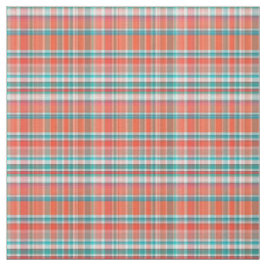 Tela Coral, Verde azulado, Blanco Preppy Madras Estilo 