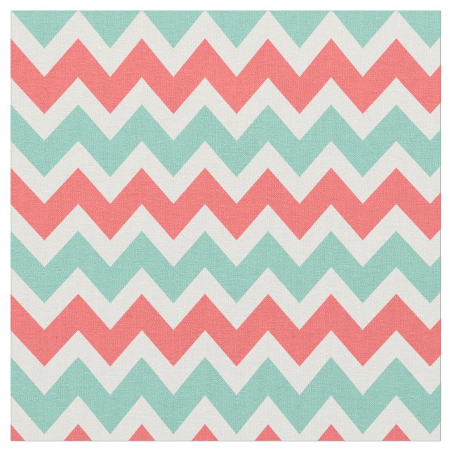 Tela Coral y Aqua Chevron moderno (De cerca)