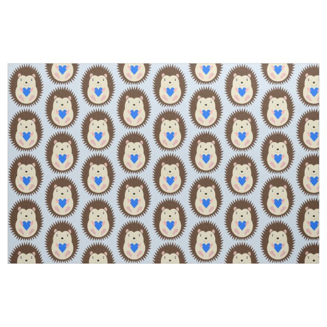 Tela Corazón Azul Niño Bebé Erizo Estampado ("Cuarto gordo" (fat quarter))
