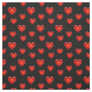Tela corazón, corazones, corazones rojos grandes/negros