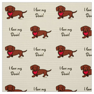Tela Corazón Dachshund suave rojo
