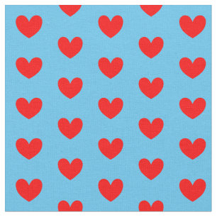 Tela Corazón de Amor Azul Rojo Patterado