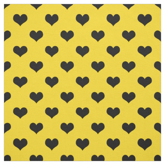 Tela Corazón De Amor Negro Sobre Fondo Amarillo (Retal)