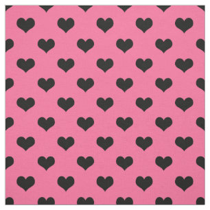 Tela Corazón de amor negro sobre fondo rosa