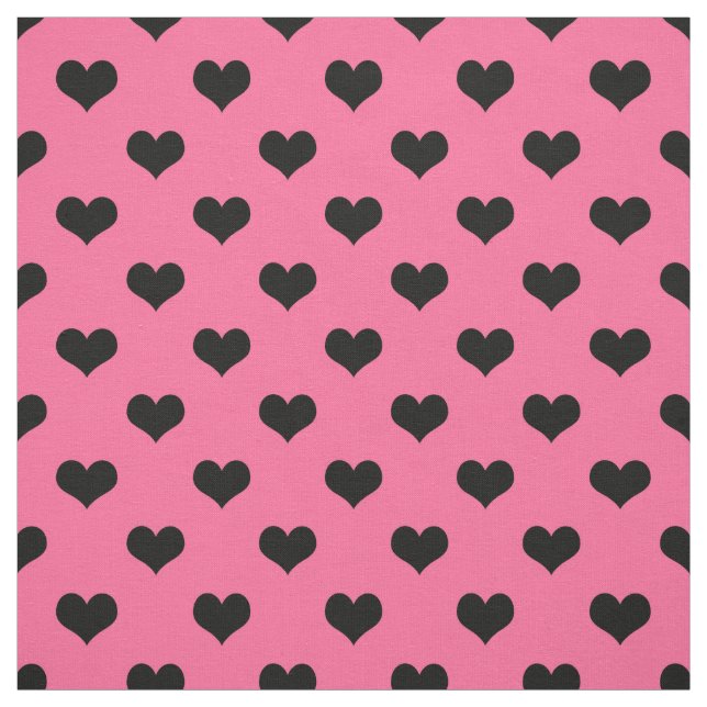 Tela Corazón de amor negro sobre fondo rosa (Retal)