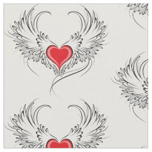 Tela Corazón de Ángel Rojo con alas
