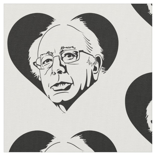 Tela corazón de bernie sanders negro (De cerca)